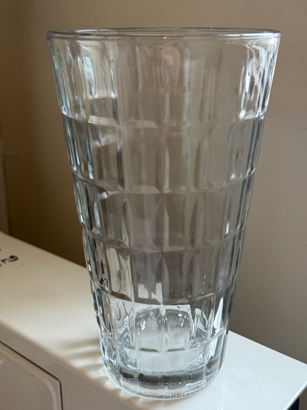 9" Vintage Clear Pressed Glass Geometric Flower Vase by Syndicate Sales Inc USA